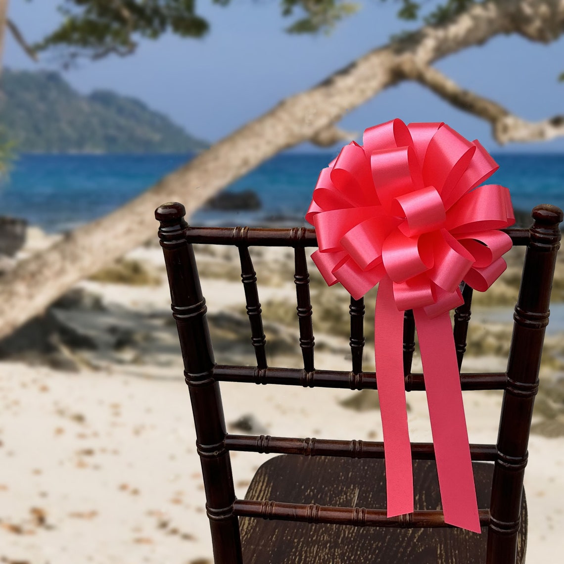 Coral Pull Bows With Tails - 8" Wide, Set of 6, Valentine's Day, Easter ...