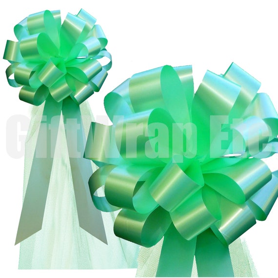Mint Green Wedding Pull Pew Bows With Tulle Tails Decorations Etsy