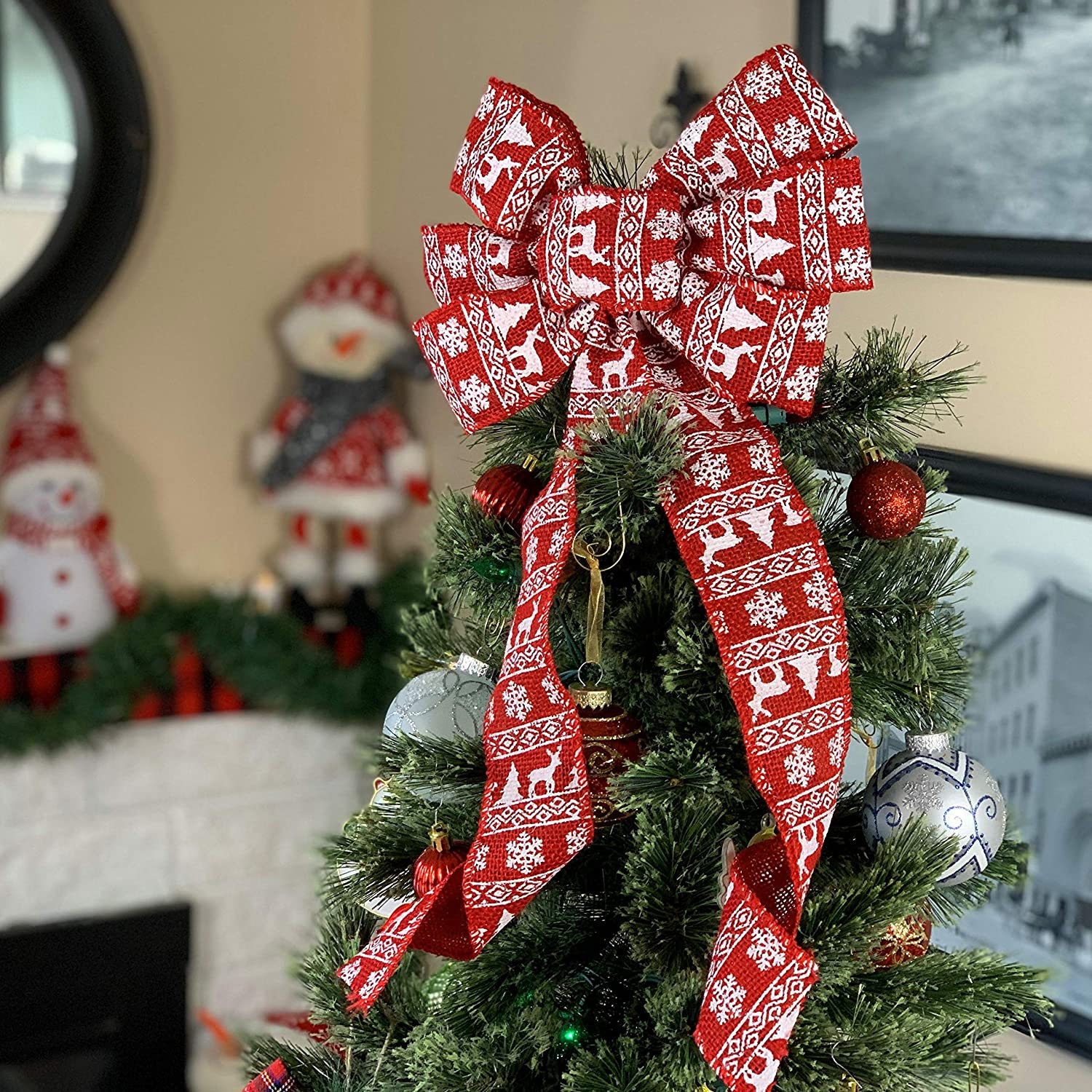Red Cloth Handmade Tree Decoration Home Ornament Christmas Ribbon