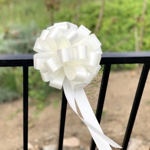 Ivory Pull Bows with Tails - 8&quot; Wide, Set of 6, Wedding Decoration, Reception, Birthday, Christmas, Anniversary, Mother&#39;s Day, Fundraiser
