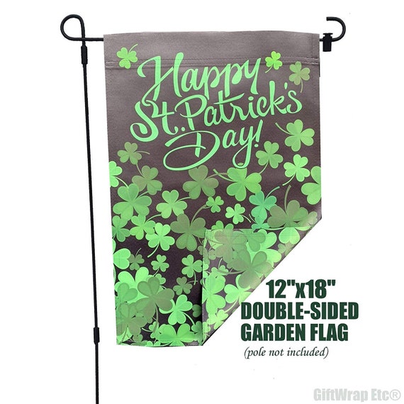 12x18 Happy St Patrick/'s Day Stripes Sleeved Garden 12/"x18/" Flag