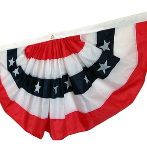 Patriotic Bunting Banner American Flag 3' x 6' Pleated Fan Flag, President's Day, USA, Election, USA, Porch, Memorial Day, 4th of July image 3