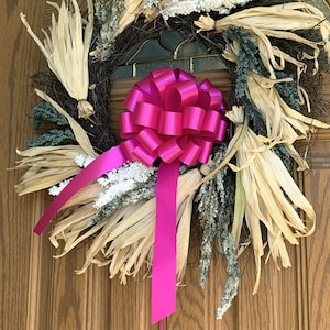 Fuchsia Rose Pink Pull Bows with Tails - 8&quot; Wide, Set of 6, Valentine&#39;s Day, Easter, Breast Cancer Awareness Ribbon