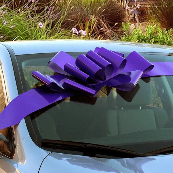 Big Purple Car Bow Ribbon - 25" Wide, Fully Assembled, Large Gift Decoration, Easter, Mardi Gras, Birthday, Gift Basket, Christmas