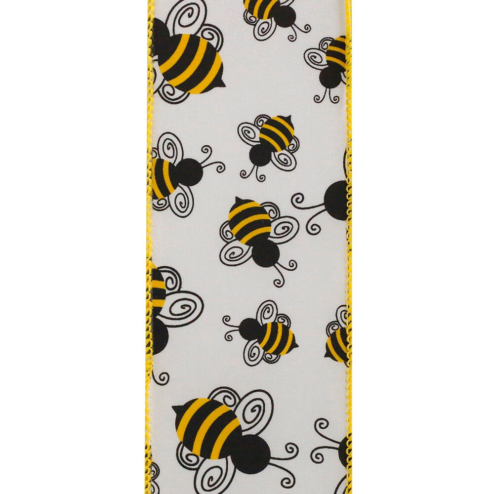 Bumblebees White 1 1/2 inch x 10 yards Ribbon