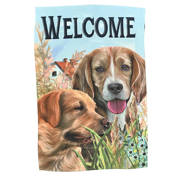 Harvest Dogs Welcome Garden Flag – 12" x 18", Double Sided, Beagle, Golden Retriever, Spring, Summer, Fall Decor,  Thanksgiving, Greeting