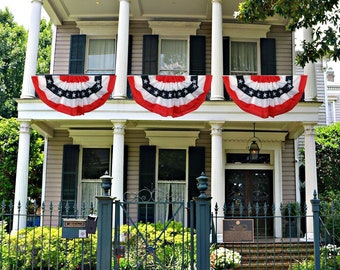 Pleated Fan Flag - USA Bunting, 3 ft by 6 ft, USA Red White Blue Patriotic Banner for Memorial Day, 4th of July, Veteran's Day, Elections