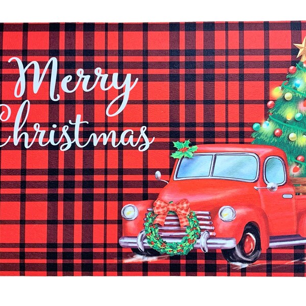 Red Truck Doormat Etsy