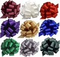 Large Assorted Christmas Pull Bows - 9" Wide, Set of 9, Red, Green, Blue, White, Bows for Gifts, Presents, Easter, Boxing Day, Hanukkah