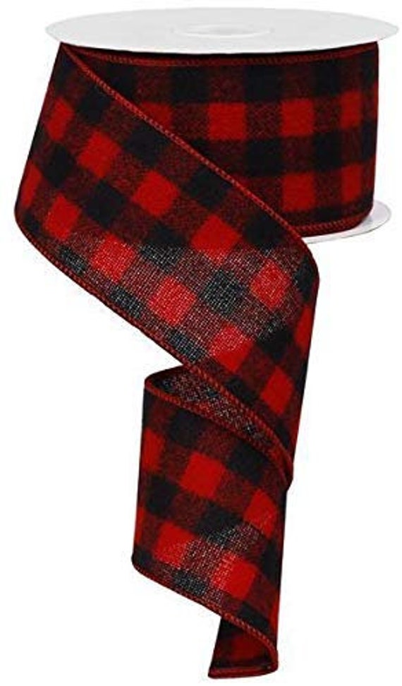 4 Rolls Farmhouse Ribbon Welcome Stripe Dot Buffalo Plaid Ribbon Wired