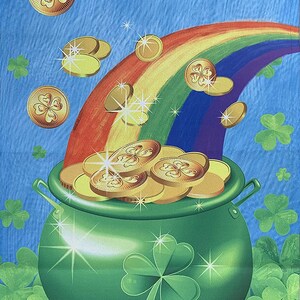 Rainbow Pot O&#39; Gold Garden Flag - 12&quot; x 18&quot;, Double Sided Yard Decor Banner, Happy St. Patrick&#39;s Day, Pot of Gold, Gold Coins, Shamrock