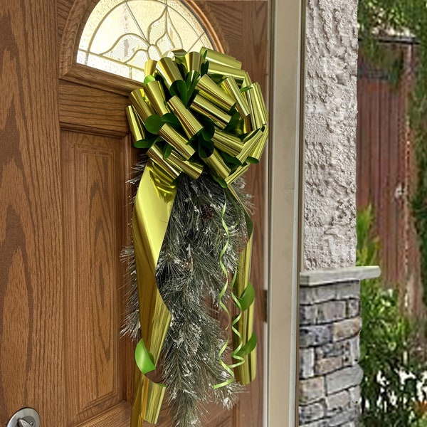 Big Metallic 14" Lime Green Gift Bow - Door Decor, St. Patrick's Day, Halloween, Easter, Christmas,  Wedding Party