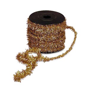 Gold Metallic Tinsel Wired Cord - 1/2&quot; x 10 Yards, Mardi Gras, Sparkling Christmas Ribbon, Wreath, Gift Wrap, New Year&#39;s Eve, Anniversary