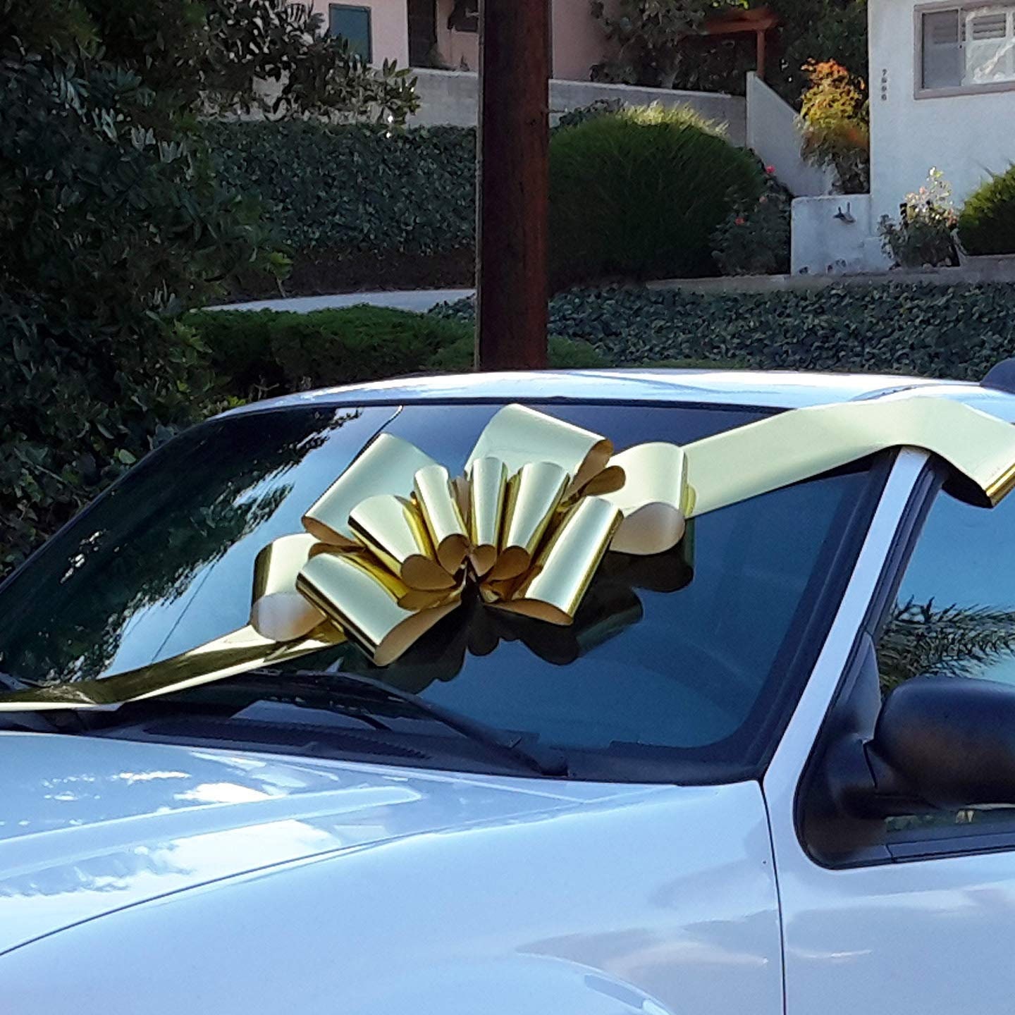 Big Metallic Gold Car Bow 25 Wide, Fully Assembled, Large Ribbon