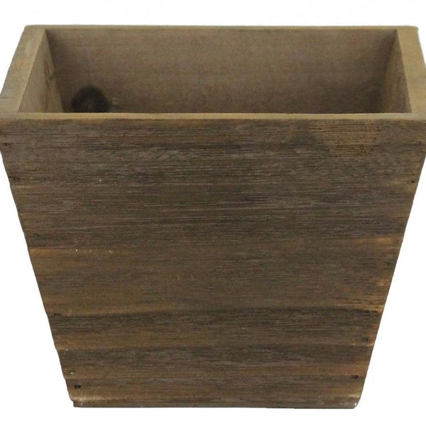 Brown Tapered Wooden Flower Pot - 6" x 6", 5" Tall, Christmas, Home Decor, Wooden Box, Plant Holder, Garden Decor, Storage Box, Farmhouse