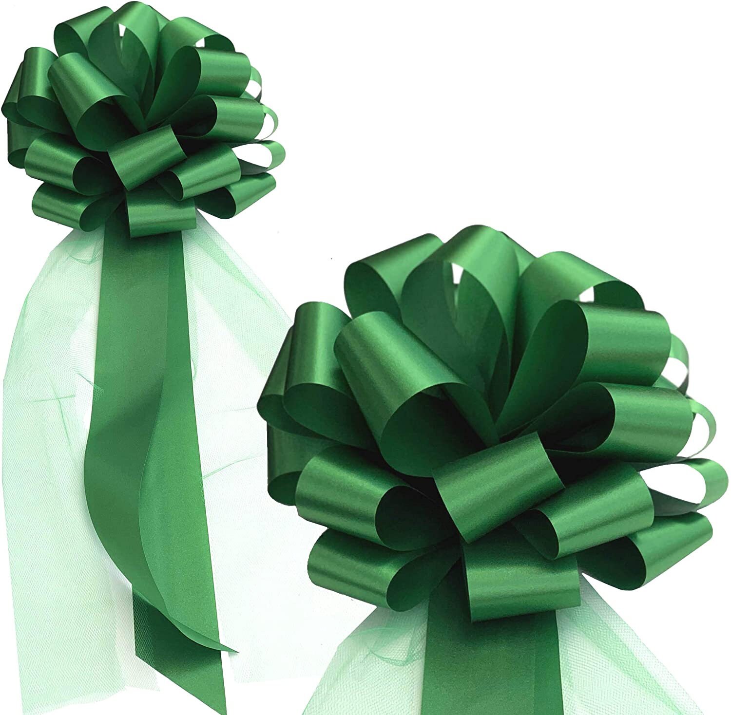 Large Emerald Green Pull Bows with Long Tulle Tails 9 Etsy