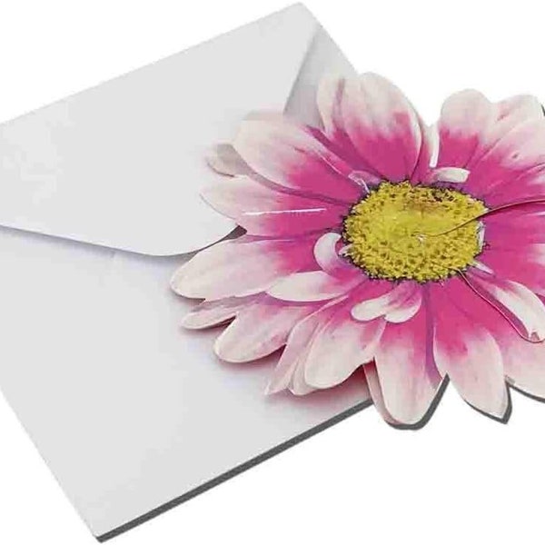 Pink 3-D Flower Pop Up Cards - 4" Wide, Set of 25, Easter, Birthday Invitations, Greeting, Wedding Favors, Thank You, Baby Shower