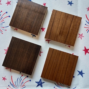 Walnut wood stain samples, 4”x4”