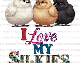 En Silkie Chicken T-shirt med grafik.