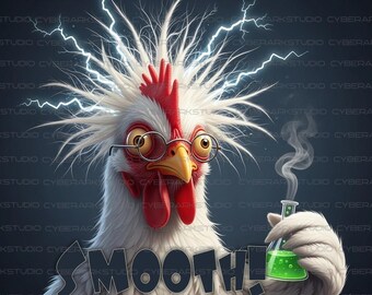 Koszulka z grafiką „Szalonego Kurczaka w Laboratorium Eksperymentów”. Niesamowity, przyciągający wzrok wzór. (1 szt.)