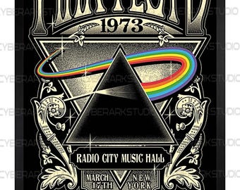 Oficjalny plakat koncertu Pink Floyd Dark Side of the Moon z 17 marca 1973 r. w Radio City Music Hall w Nowym Jorku.
