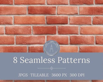 Red Brick Seamless Patterns - Realistic Wall Backgrounds, Digital Paper (Instant Download)