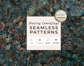Hunting Camouflage Seamless Pattern Pack: Pine Forest Camo Digital Paper for Sublimation, Apparel, Crafts & Outdoor Projects, Commercial