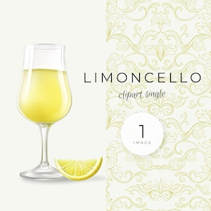 Clipart cocktail limoncello unique : PNG de liqueur de citron italienne pour des invitations à des fêtes d'été, des menus, une décoration méditerranéenne et des conceptions numériques