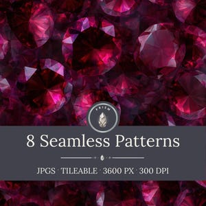 Ruby Gemstone Seamless Patterns - Jewel Backgrounds, Bling Digital Paper (Instant Download)