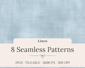 Dusty Blue Linen Seamless Patterns: Neutral Texture Backgrounds, Rustic Fabric Scrapbook Paper (Digital Download)