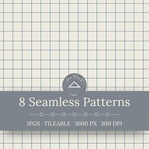 Cerulean Blue Grid Seamless Patterns: Geometric Crosshatch Paper Pack (Digital Download)