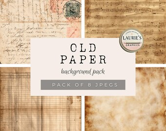 Vintage Paper Background Texture Pack: Aged Ephemera, Old Map, Postcard & Grungy Music Sheet Digital Papers for Scrapbooking and Crafts