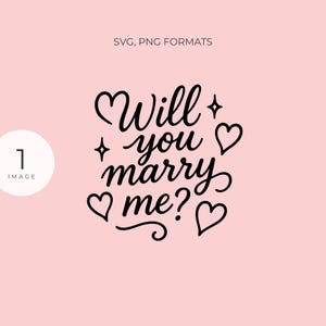 Encantador clipart de proposta de casamento "Quer se casar comigo?", design SVG/PNG para Cricut e Silhouette, clipart de noivado para cartões, camisetas, presentes e artesanato
