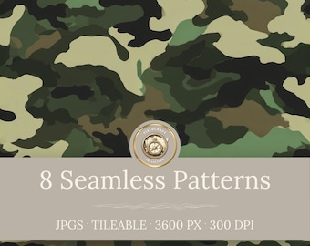 Army Green Military Camo Seamless Patterns: Camouflage Background Textures (Digital Download)