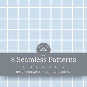 Arctic Blue Grid Seamless Patterns - Geometric Crosshatch Backgrounds, Planner Pages, Digital Paper (Instant Download)