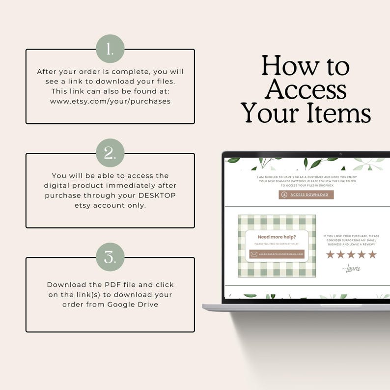 Instructions for accessing your purchase.