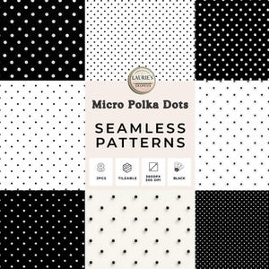 Micro Polka Dots Seamless Patterns: Timeless Classic Black Minimal Backgrounds (Digital Download)