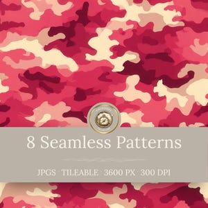 Red Military Camo Seamless Patterns: Camouflage Background Textures (Digital Download)
