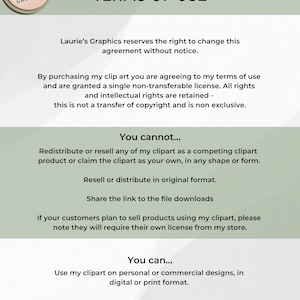 Outlined terms of use, versatile for commercial and personal use.