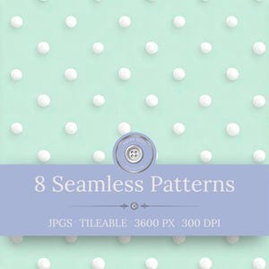 Micro Polka Dots Seamless Patterns: Mint Classic Minimal Backgrounds (Digital Download)
