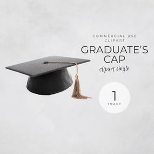 Schwarze Abschlusskappe mit Goldquaste Clipart PNG, einzelnes transparentes graduiertes Designbild, kommerzielle Nutzung, digitaler Download GRAD002