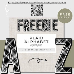 Join Laurie's Graphics Hub for this free monochrome plaid alphabet clipart!