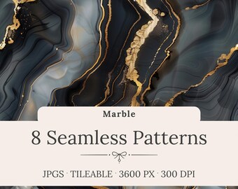 Luxury Black & Gold Marble Seamless Pattern, Alcohol Ink Digital Paper Texture Pack PNG / JPG, Abstract Backgrounds, Commercial Use TXBG001