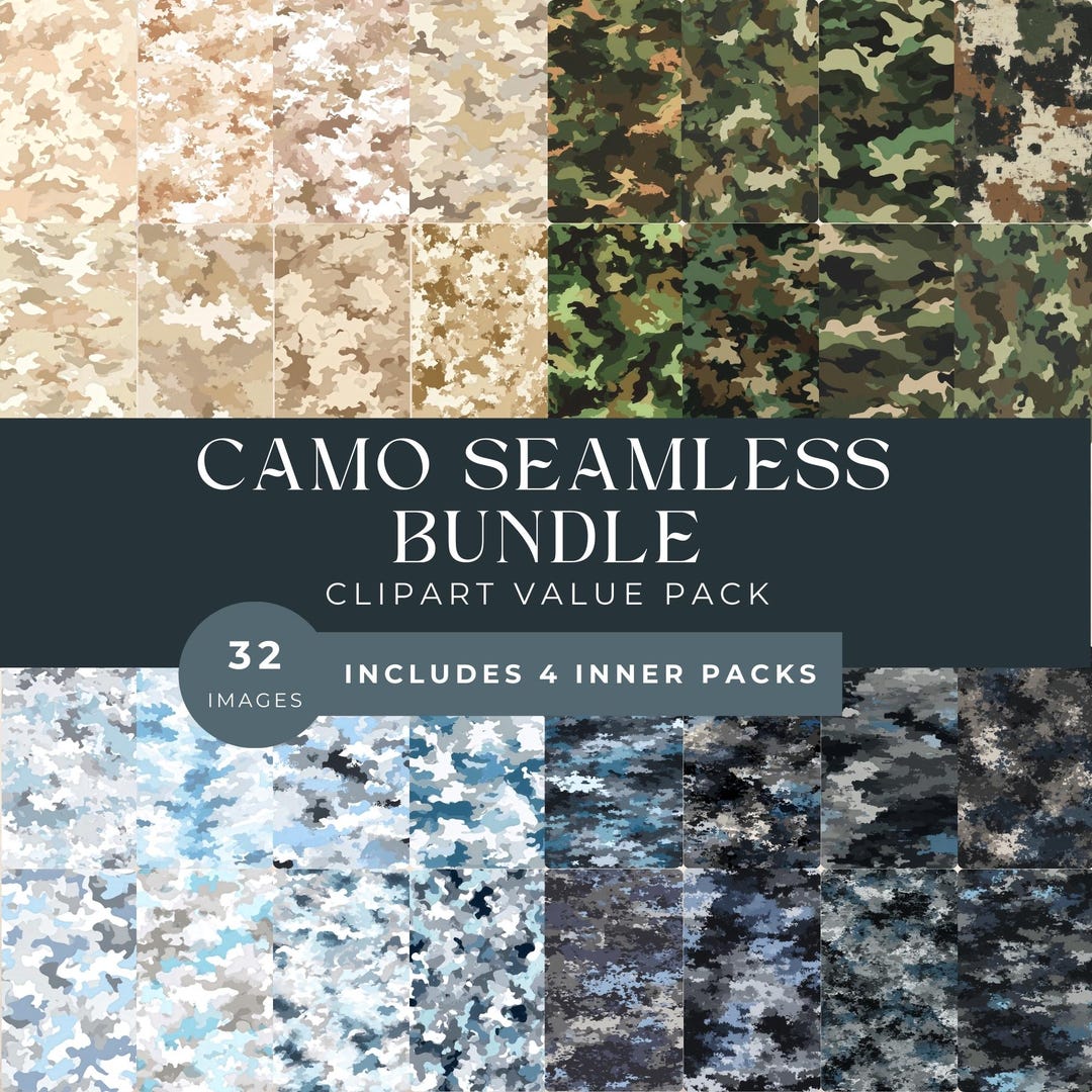 Military Camouflage Seamless Pattern Bundle: Camo Digital Paper Pack ...