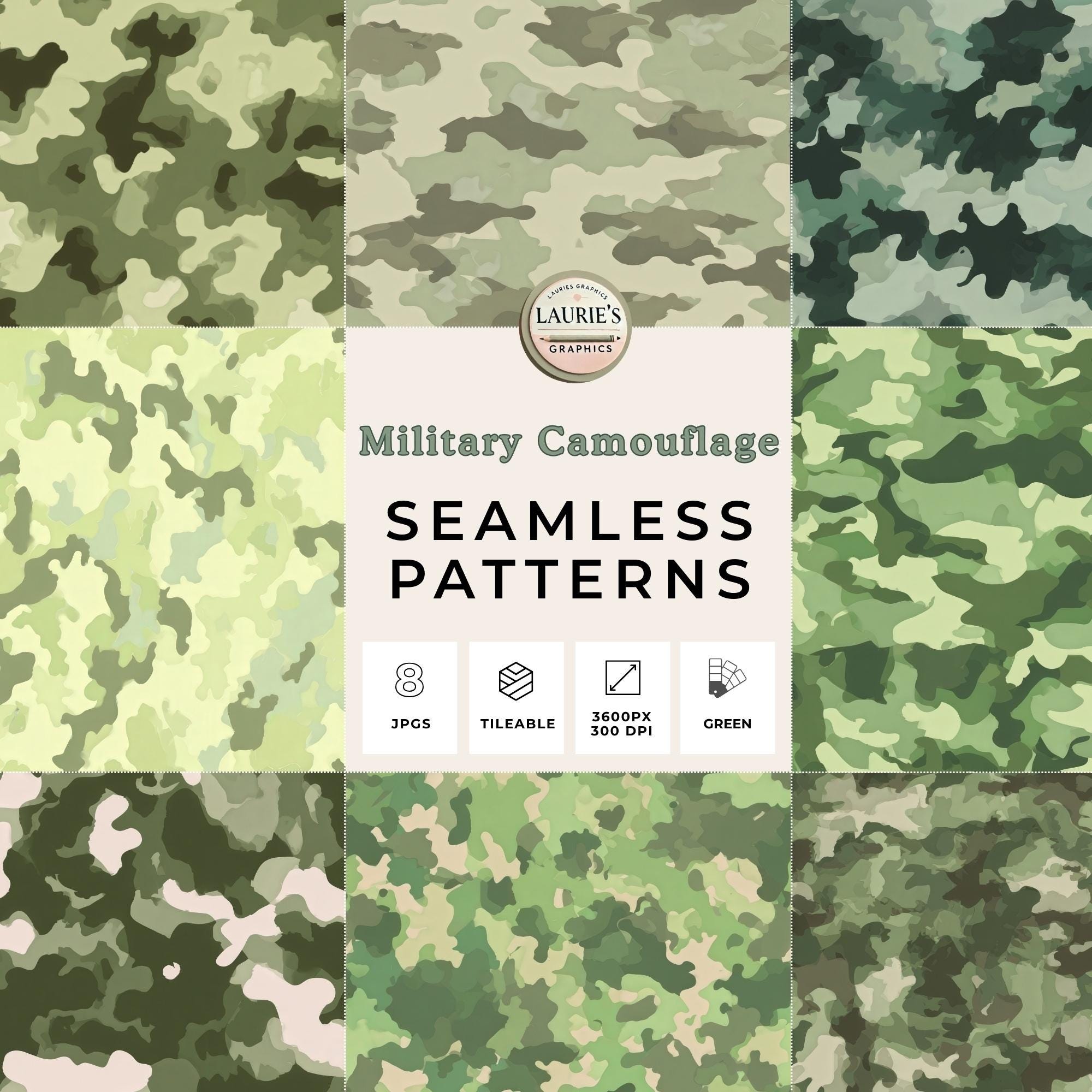 Modern Military Camo Seamless Patterns Bundle: Camouflage Textures ...