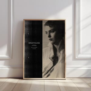 Breathless Movie Poster – Classic French New Wave Film Art – Jean-Luc Godard – Minimalist Wall Decor – Black and White Poster