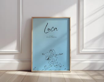 Luca Movie Poster: Minimalist Blue Sketch Art Print