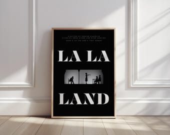 La La Land Movie Poster: Minimalist Black and White Silhouette Art Print