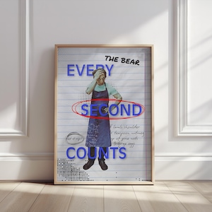 The Bear Poster – Minimalist Chef Art Print – “Every Second Counts” Kitchen Wall Decor – Modern Culinary Show Artwork - The Bear FX Poster