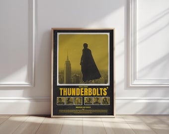 Thunderbolts Movie Poster – Retro Marvel Film Print, Yellow Comic Decor